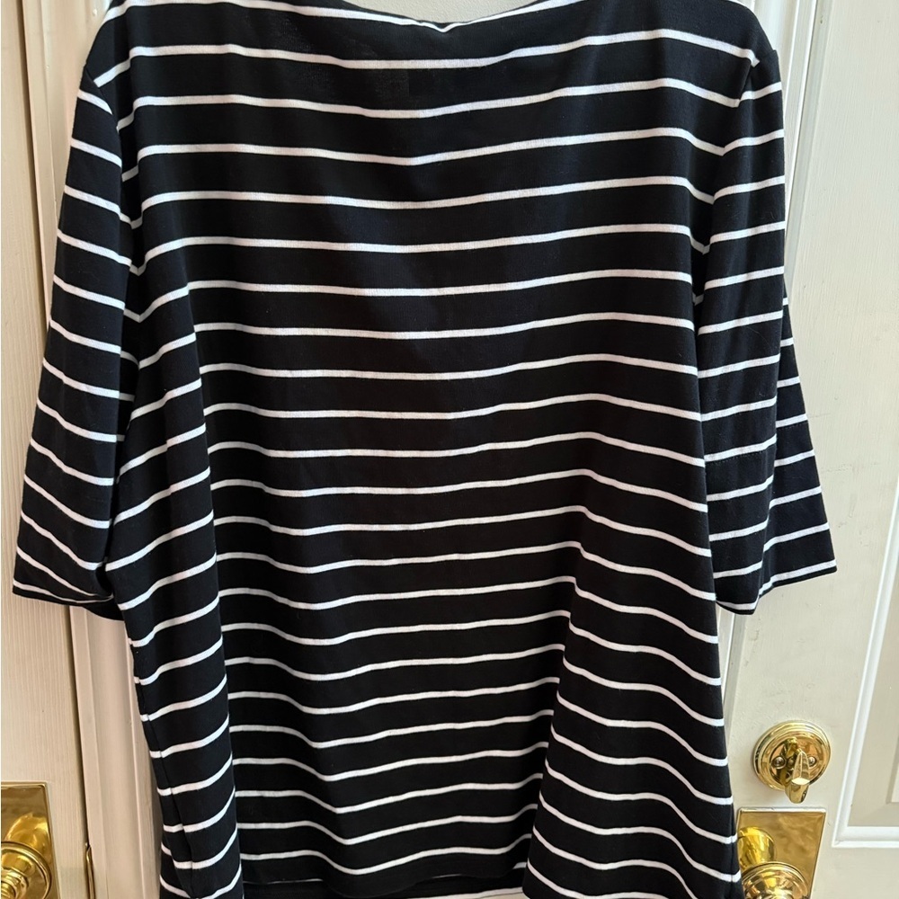 Lauren Ralph Lauren Black Striped Boat Neck Cotton - Picture 5 of 7